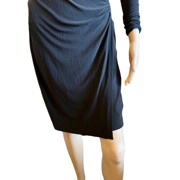 Norma Kamali Black Faux Wrap Dress Size XS Timeless Vintage Draping Elegance - Picture 7 of 14